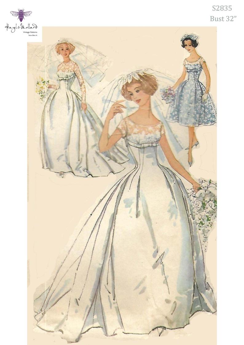 Vintage 1950's Sewing Pattern Romantic Wedding Dress image 0
