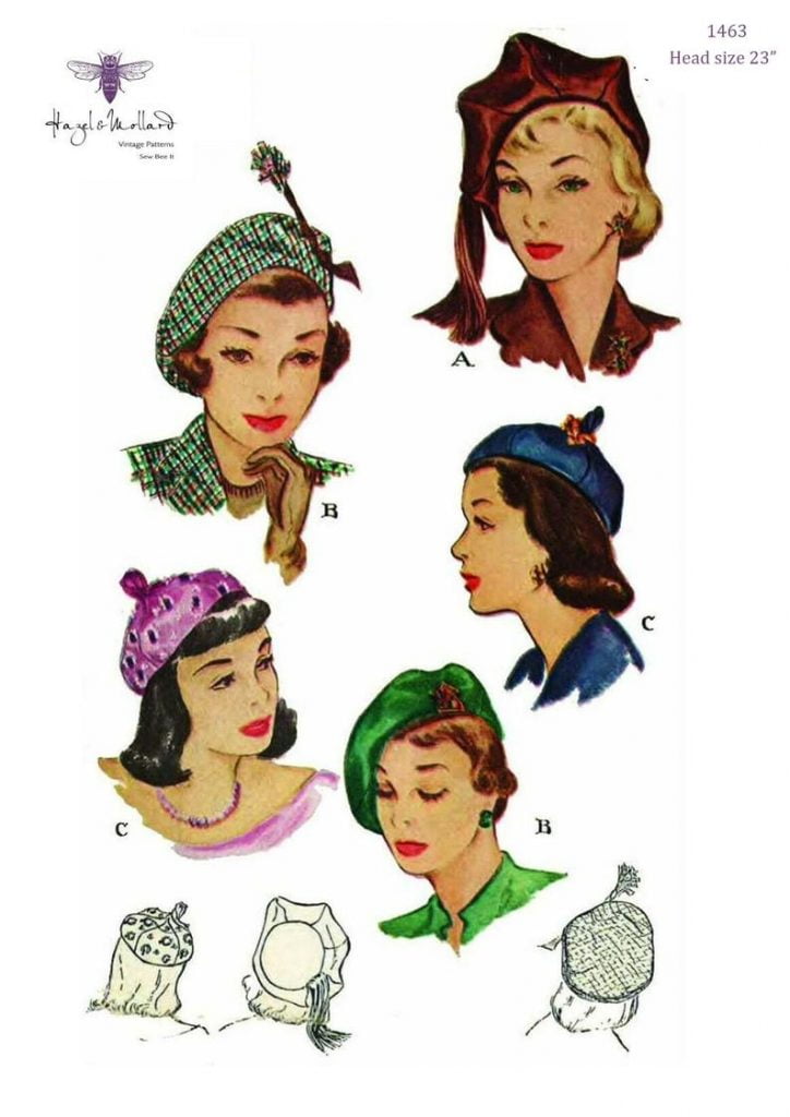 Vintage 1940's Sewing Pattern: Ladies' Elegant Berets image 0