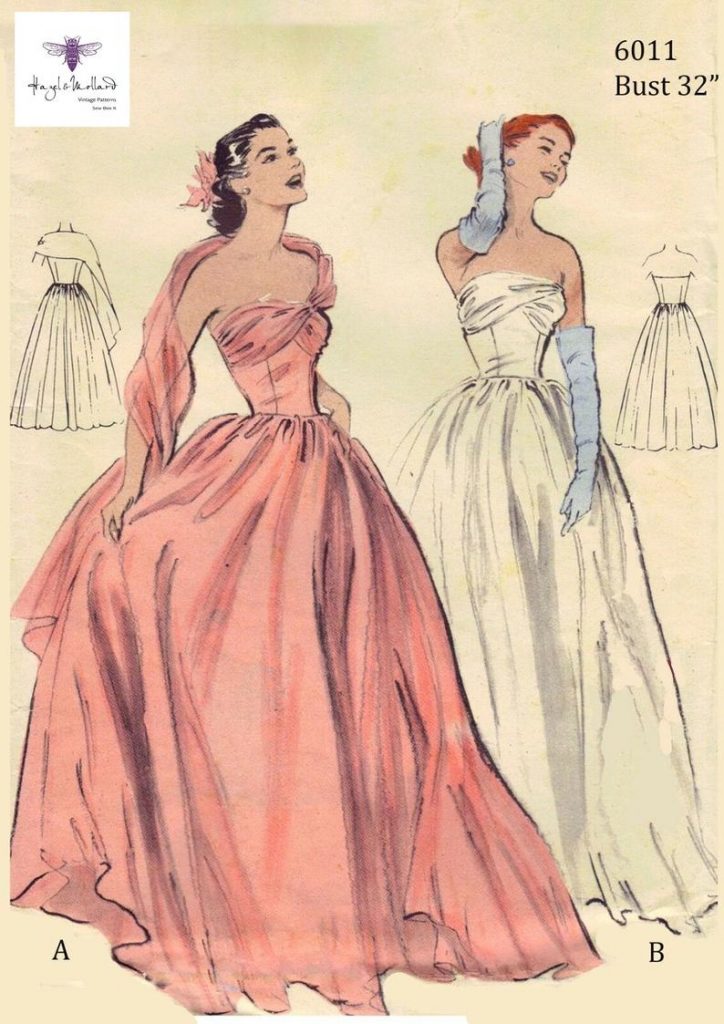 Vintage 1950's Sewing Pattern Ball Gown Prom Dress Bridal image 0