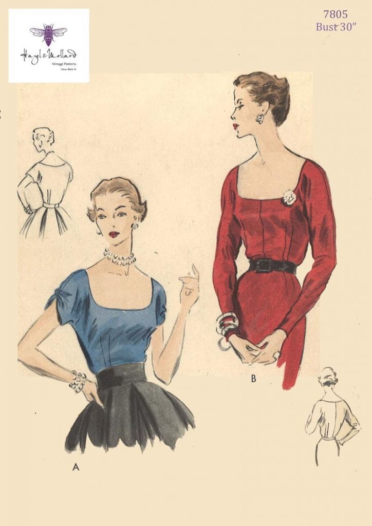 Vintage 1950's Sewing Pattern Elegant Square Neckline image 0