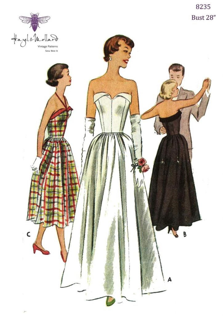 Vintage 1950's Sewing Pattern: Strapless Evening Dress image 0