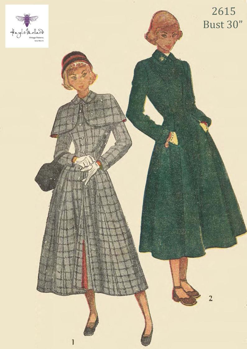 Reproduction Vintage 1940's Sewing Pattern WW11 Fitted 30"