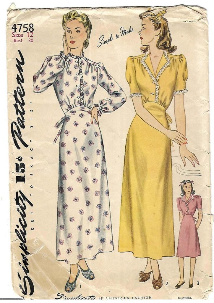 Original Vintage 1940's Sewing Pattern Simplicity 4758 image 0