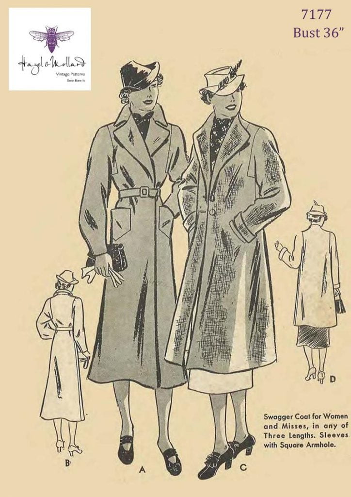 Vintage 1930's Sewing Pattern: Swagger Coat Bust 36 image 0