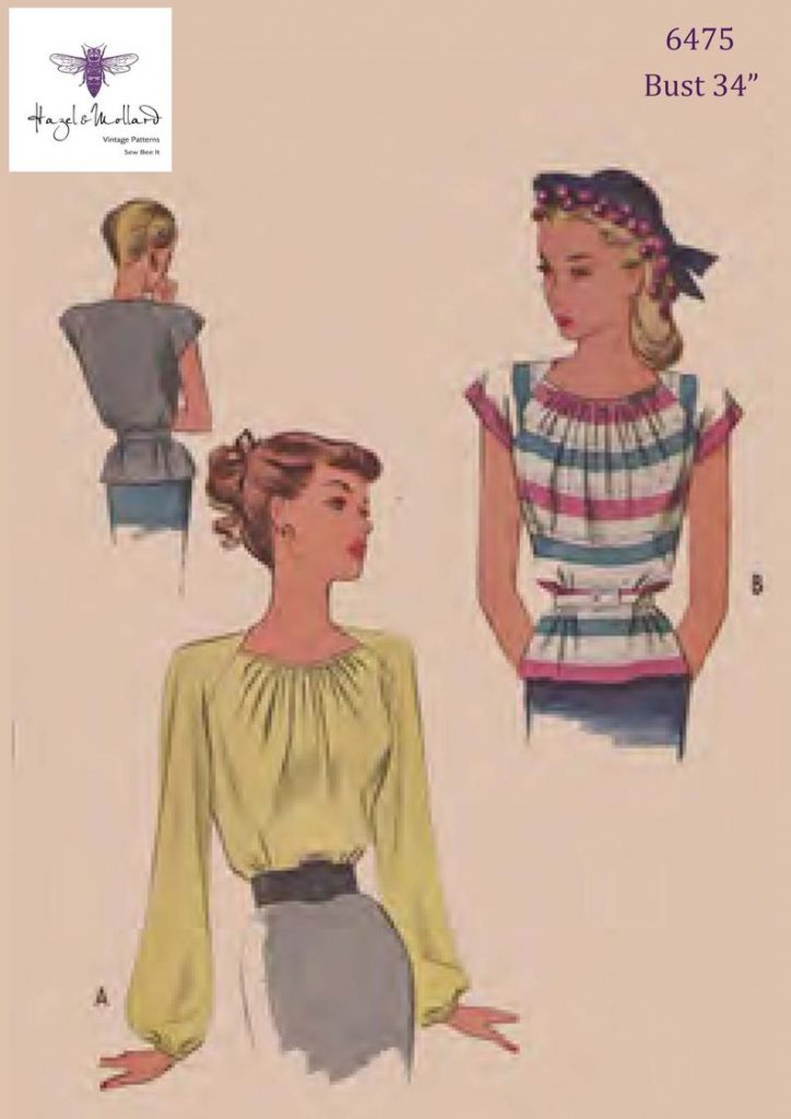 Vintage 1940's Sewing Pattern: Feminine Gathered Neck image 0