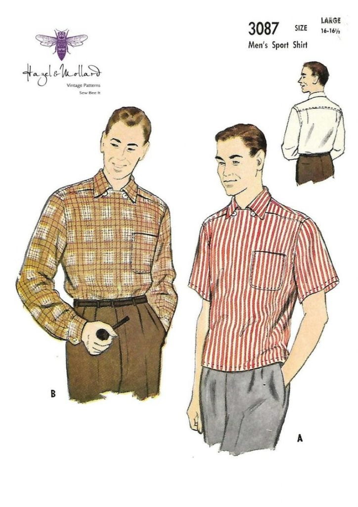 Vintage 1950's Sewing Pattern Men's Sports Shirt Large image 0
