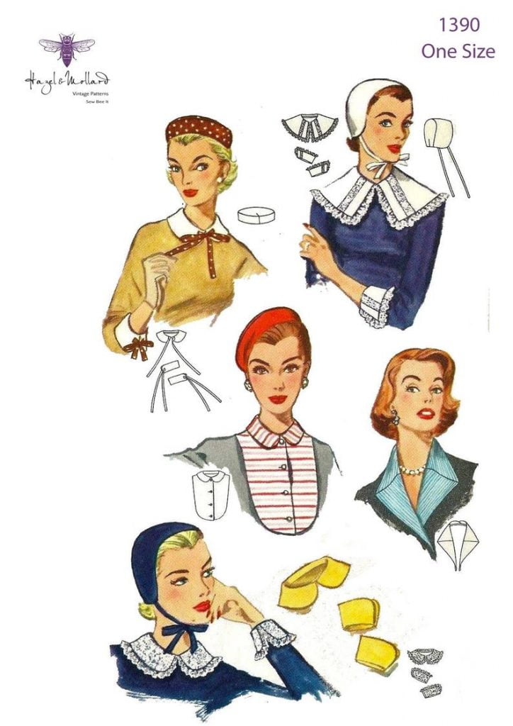 Vintage 1950's Sewing Pattern: Set of Collars Hat Dickey image 0
