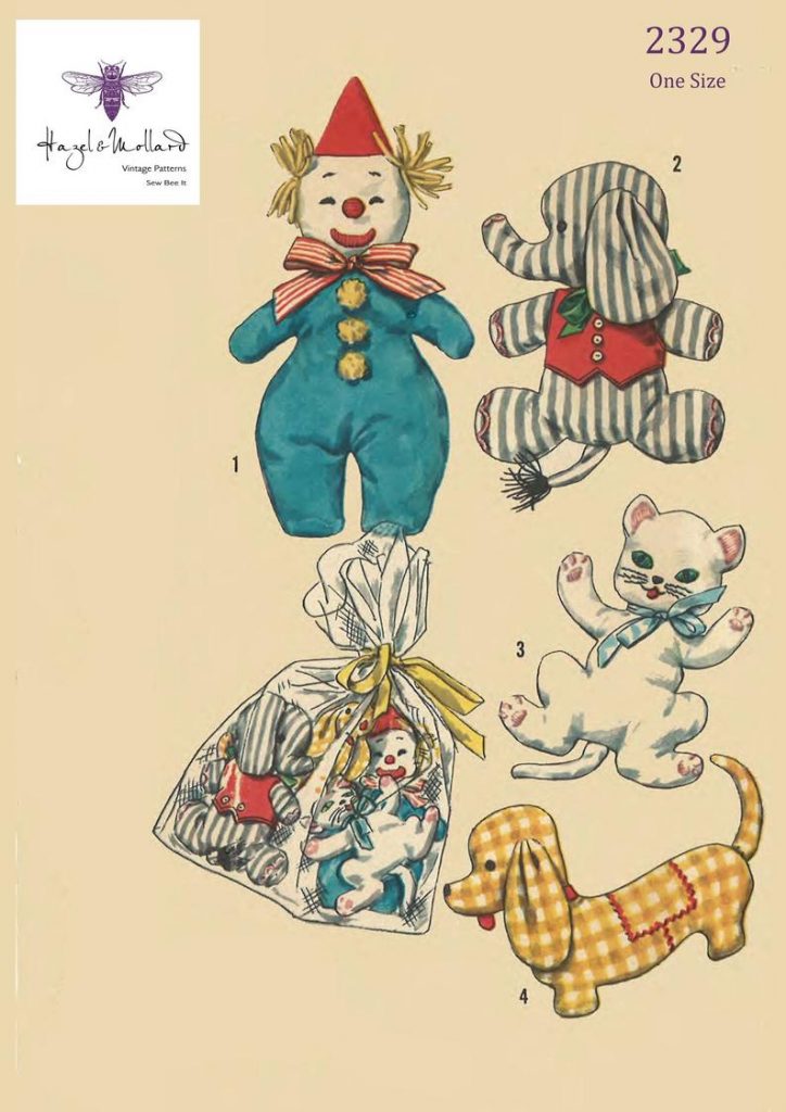 Vintage 1950's Sewing Pattern: Soft Toys Sausage Dog Cat image 0