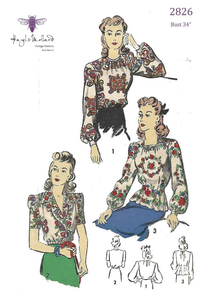 Vintage 1940's Sewing Pattern: Elegant Blouse Bust image 0