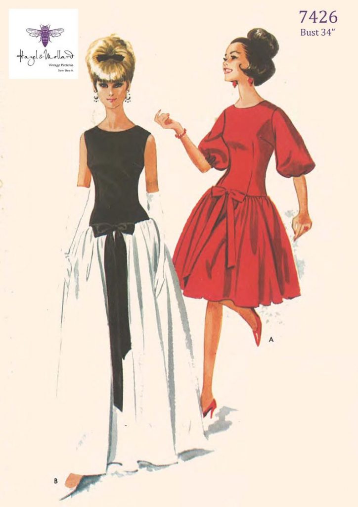 Vintage 1960's Sewing Pattern Evening Dress Dropped Waist image 0
