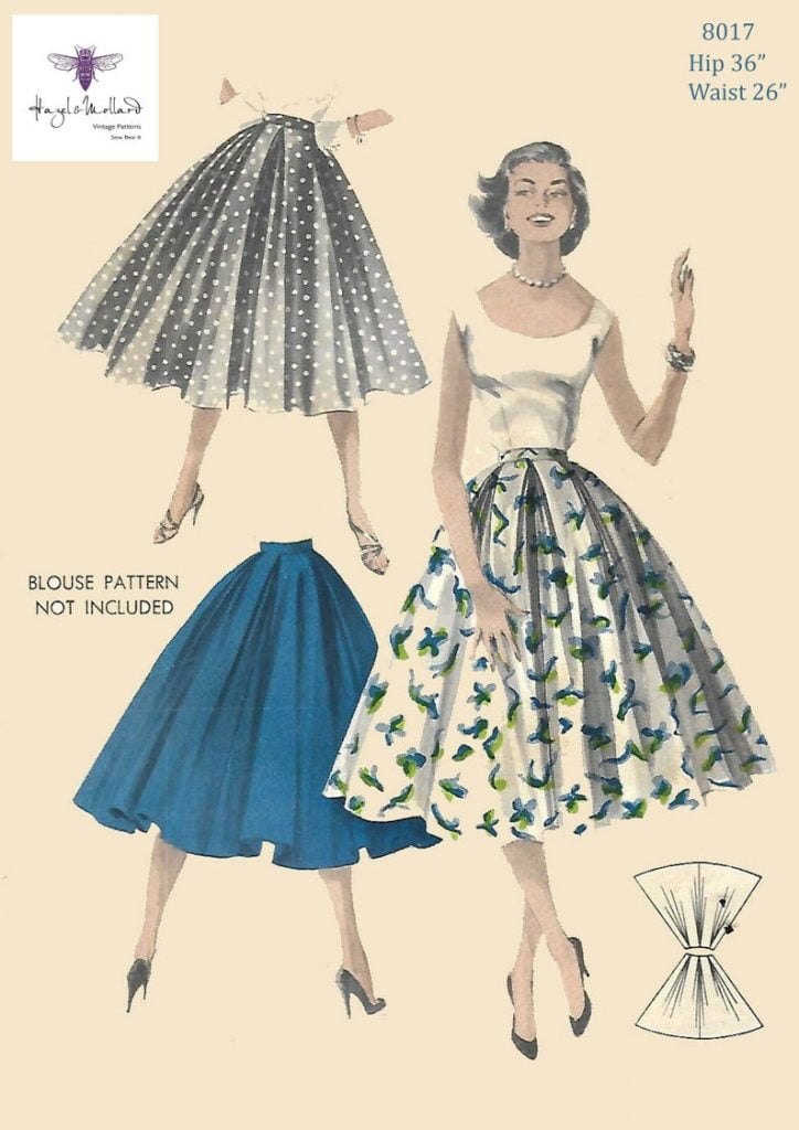 Vintage 1950's Sewing Pattern Rockabilly Full Circle Skirt image 0