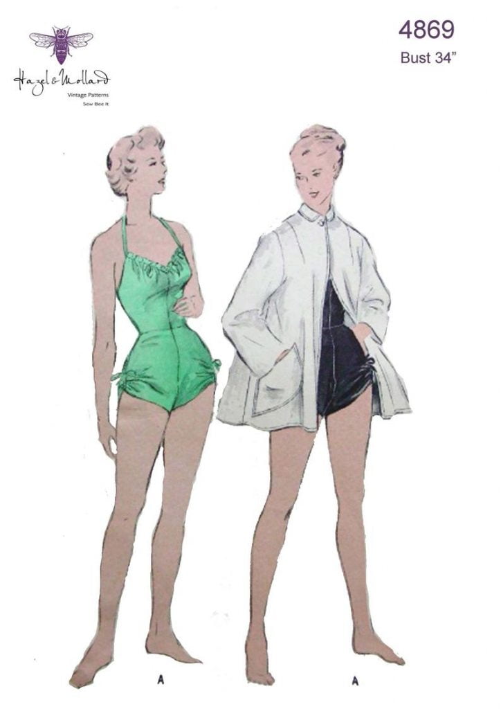 Vintage 1940's Sewing Pattern Bombshell Bathing Suit & image 0