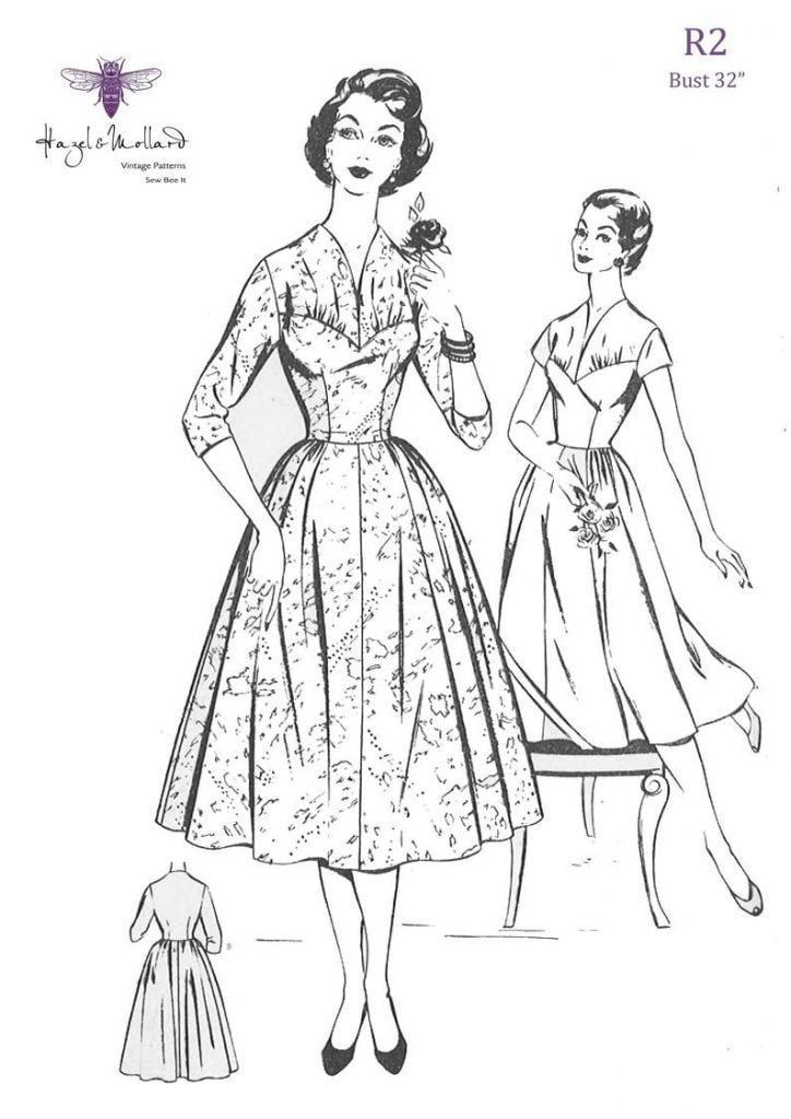 Vintage 1950's Sewing Pattern: Dress with Lace Gathered image 0