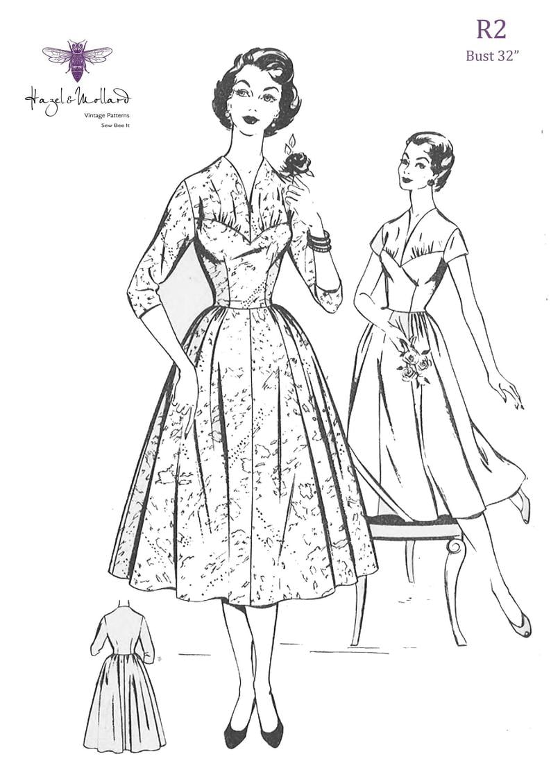 Vintage 1950's Sewing Pattern: Dress with Lace Gathered image 0