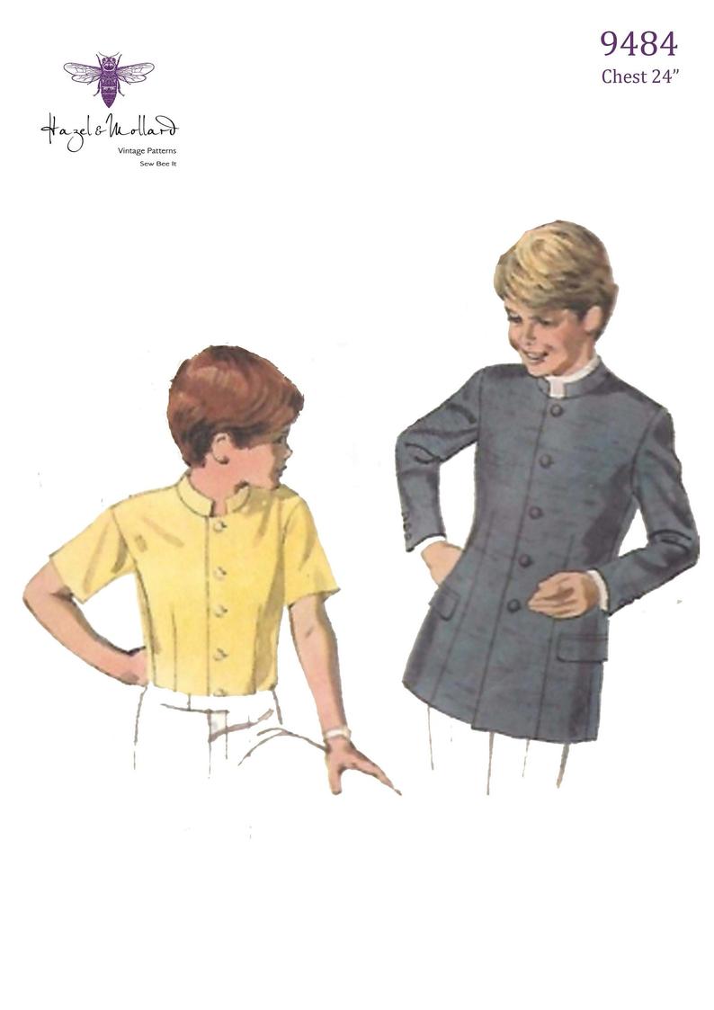 Multi-sizes Men/'s Nehru  Beatles Jacket or Shirt Vintage 1960/'s Sewing Pattern