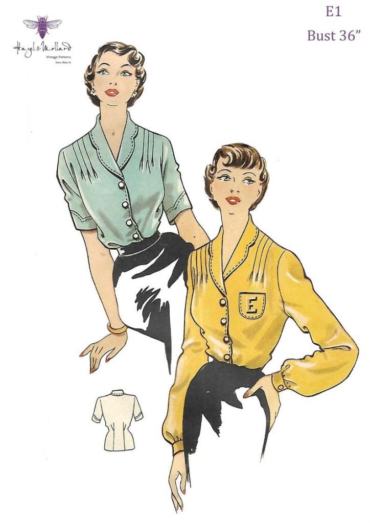 Vintage 1950's Sewing Pattern Pretty Blouse Top Bust image 0