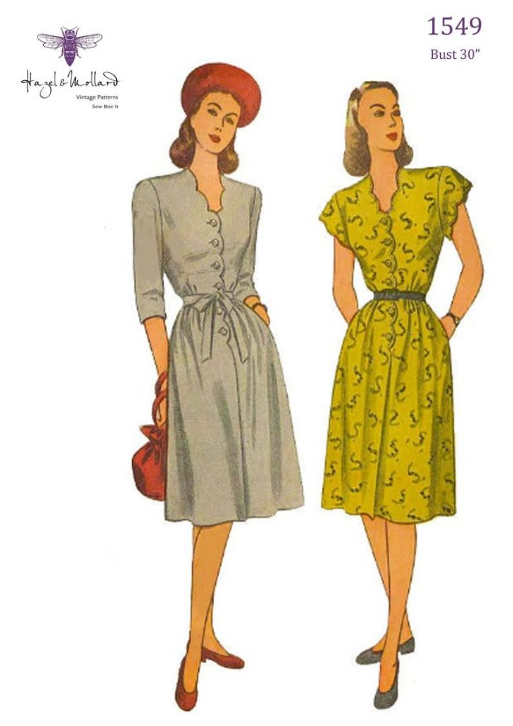 Vintage 1940's Sewing Pattern Pretty Scalloped Front Tea image 0