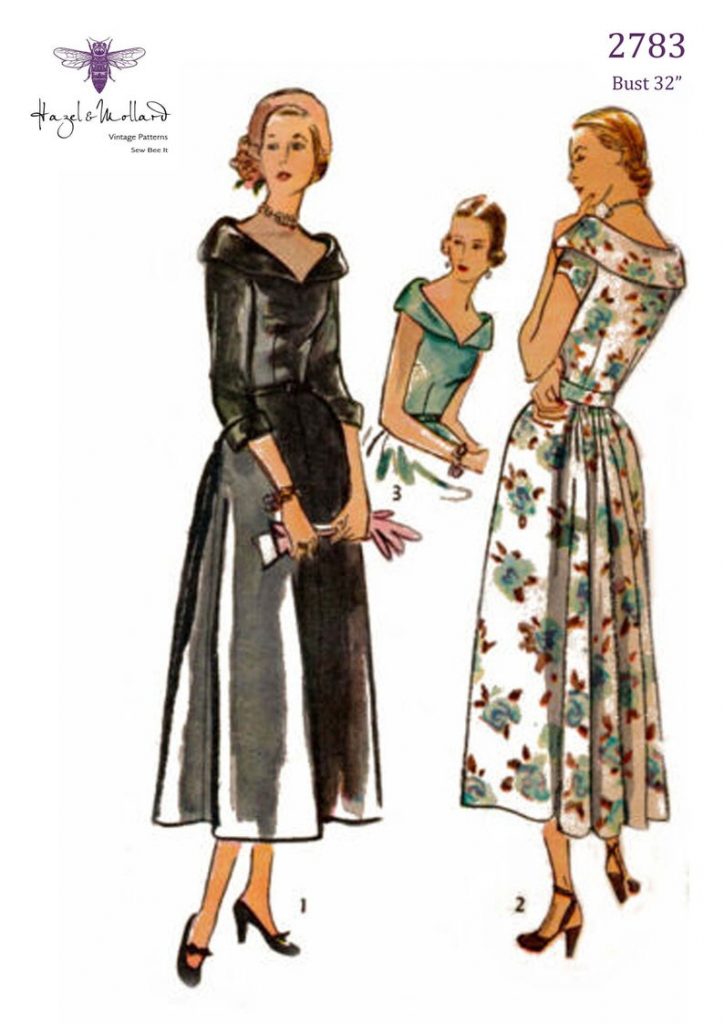Vintage 1940's Sewing Pattern: Elegant Rolled Collar Dress image 0