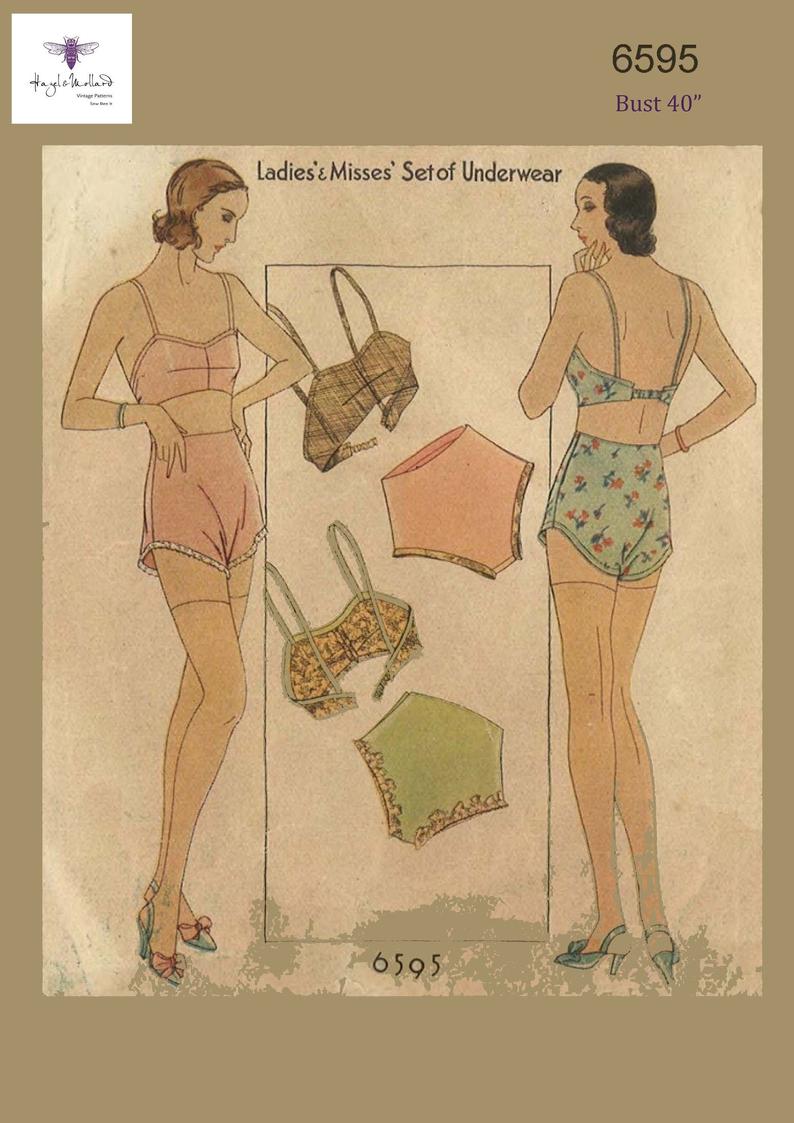 1930's Reproduction Vintage Sewing Pattern Lingerie Set image 0