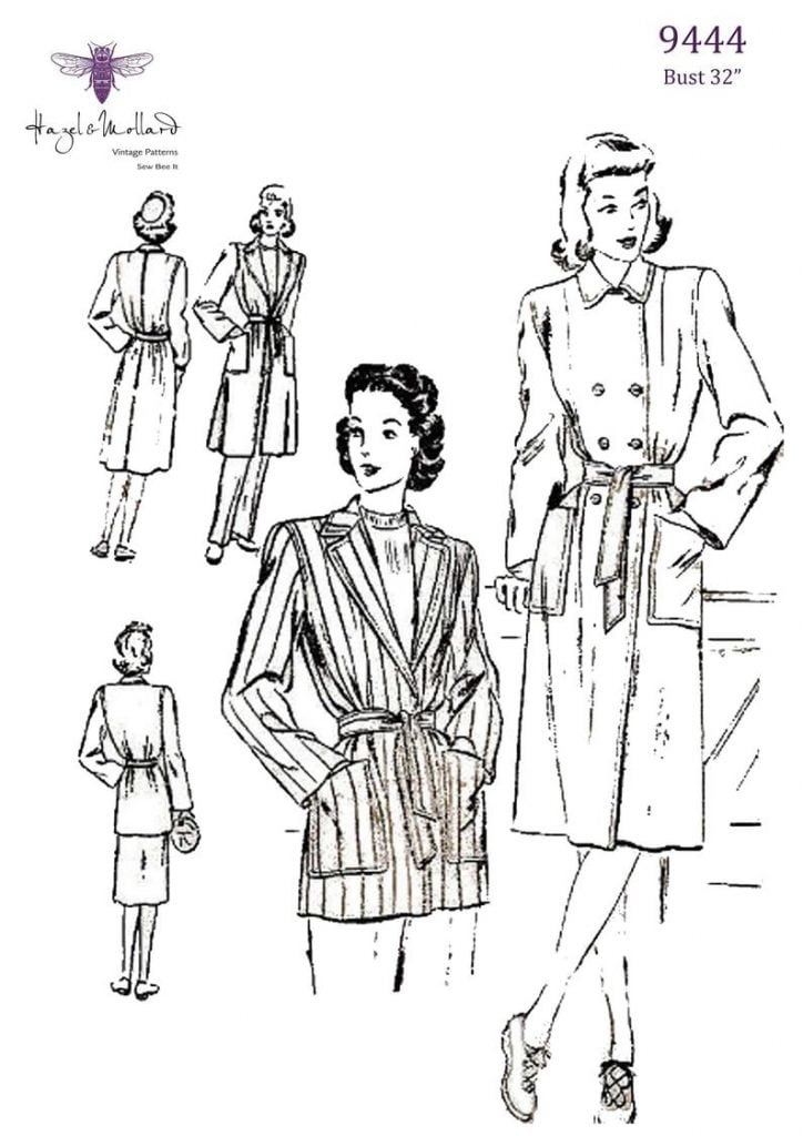 1940's Vintage Sewing Pattern: e Style Coat Jacket Mac image 0