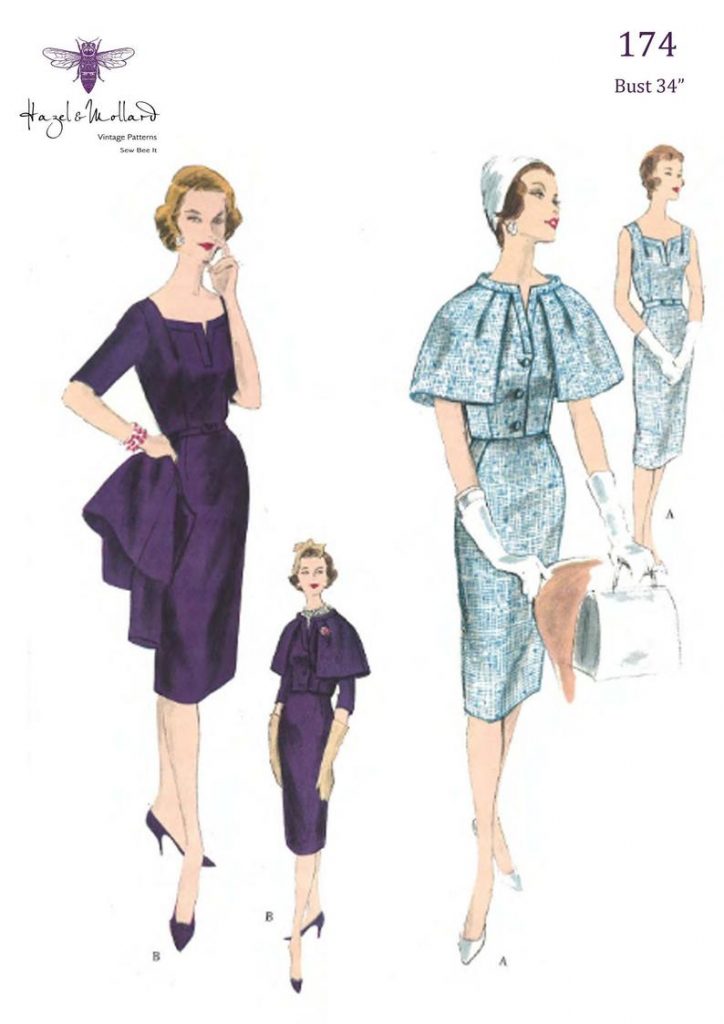 Vintage 1960's Sewing Pattern:  Slim Dress & Cape Bust image 0