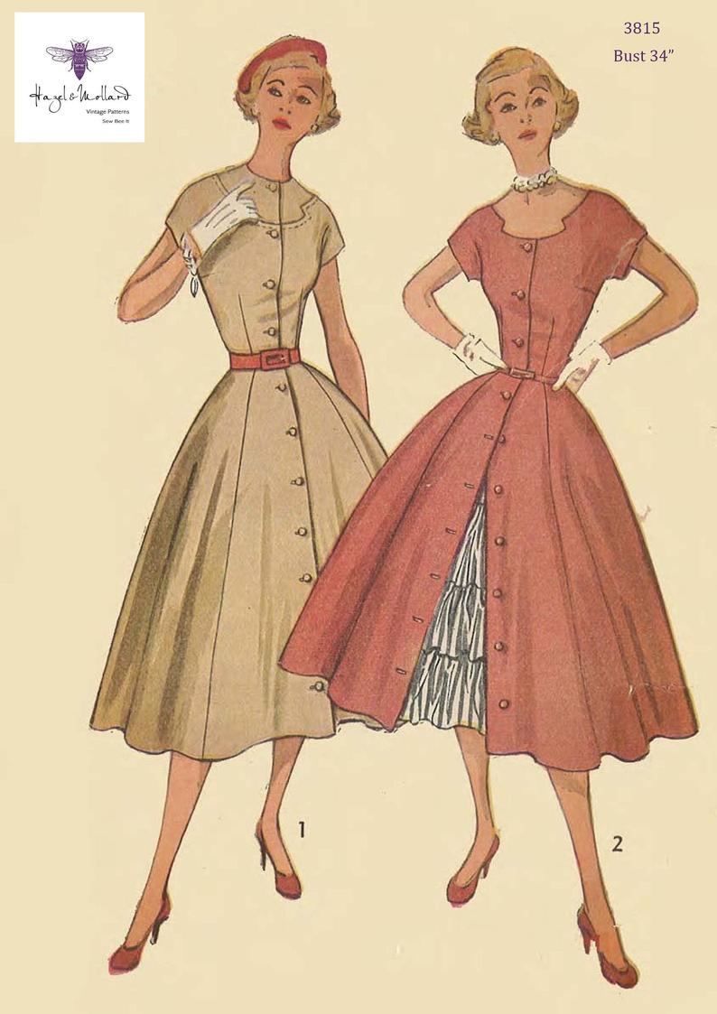 Vintage 1950's Sewing Pattern: Full Skirt Dress with image 0