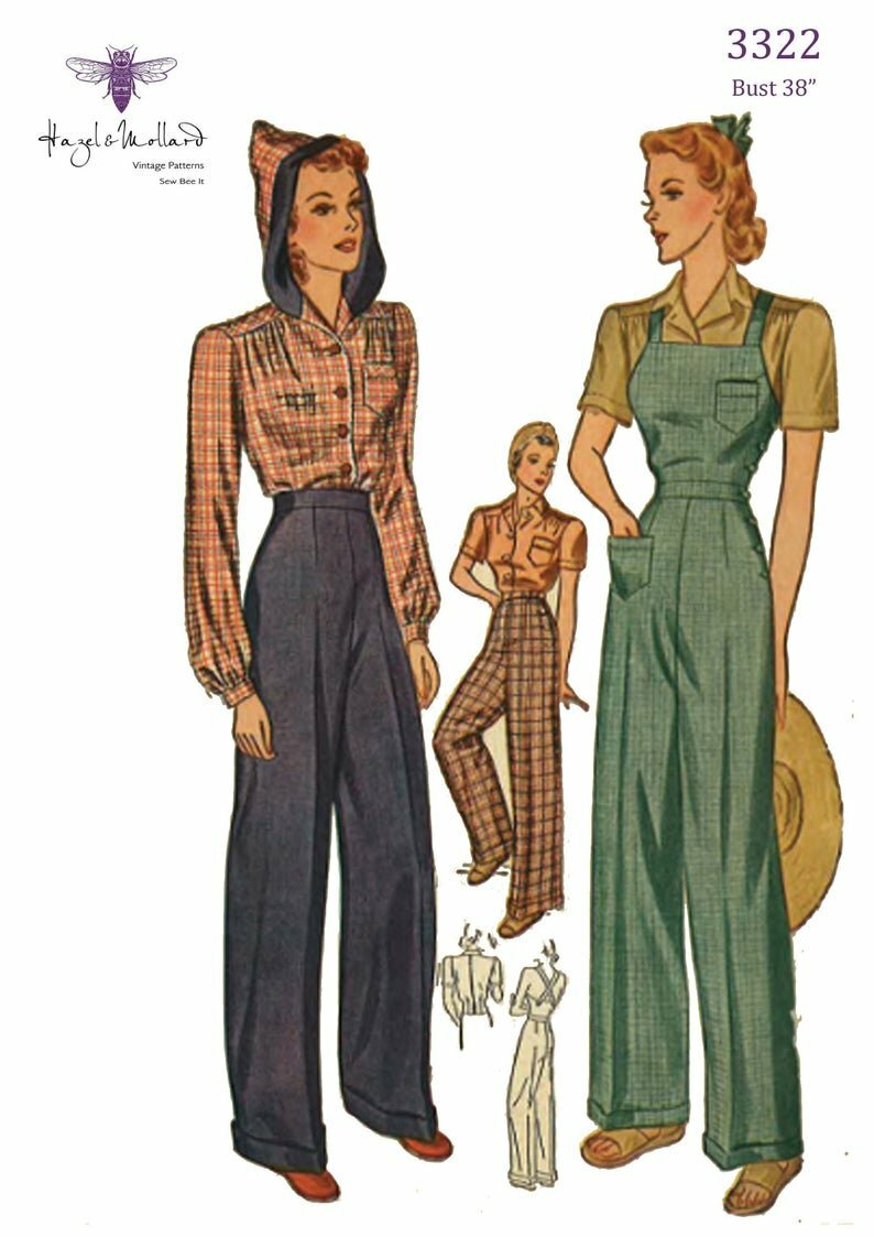 Vintage 1940's Sewing Pattern: Land Girl High Waist Slacks image 0