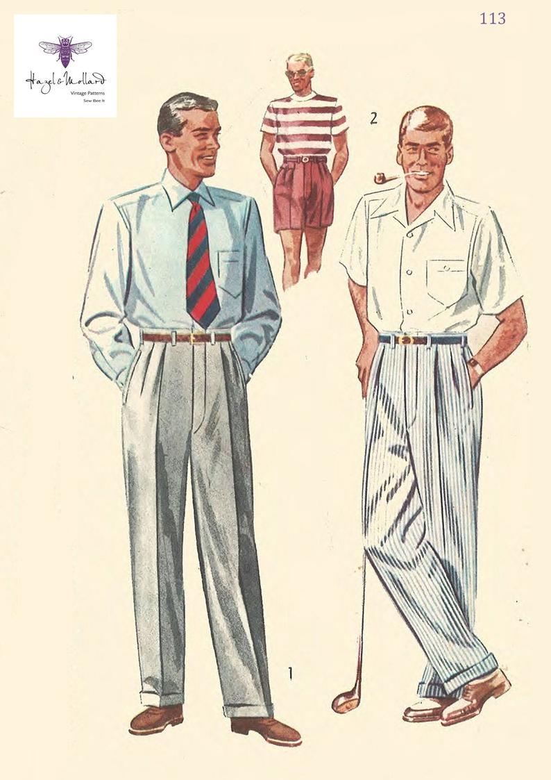 Vintage 1950's Sewing Pattern Men's Slacks Pants image 0
