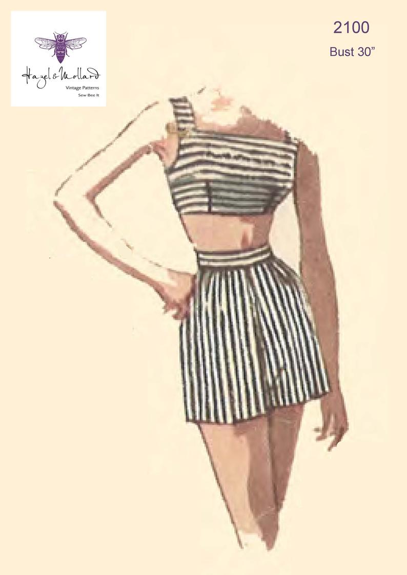 Vintage 1950's Sewing Pattern: Rockabilly Beachwear Bra image 0