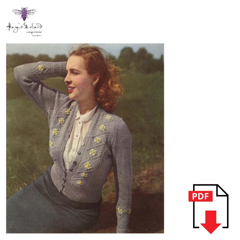 1940's Tyrolean Knitting Pattern Women's Daisy Flower image 0