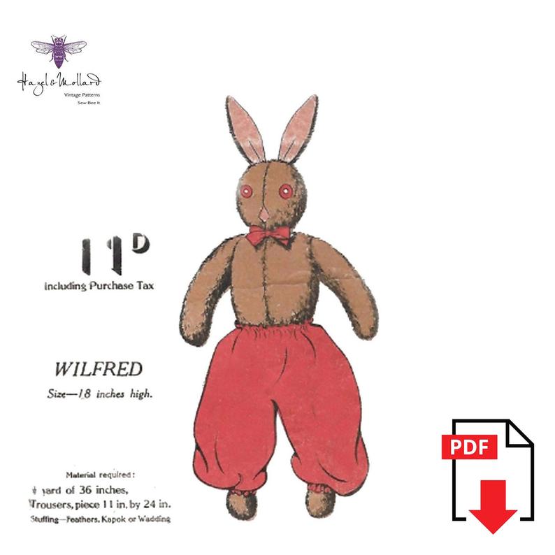Vintage 1940's Sewing Pattern: Wartime Soft Toy  Wilfred image 0