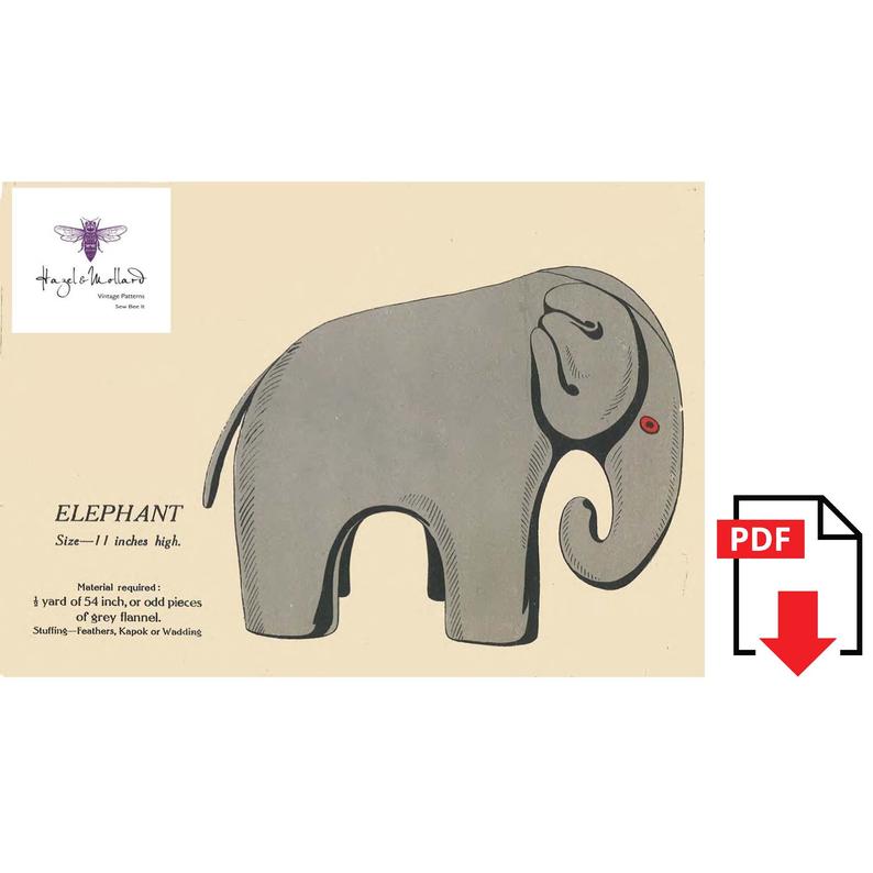 Vintage 1940's Sewing Pattern: Elephant Toy 11  WW2 image 0