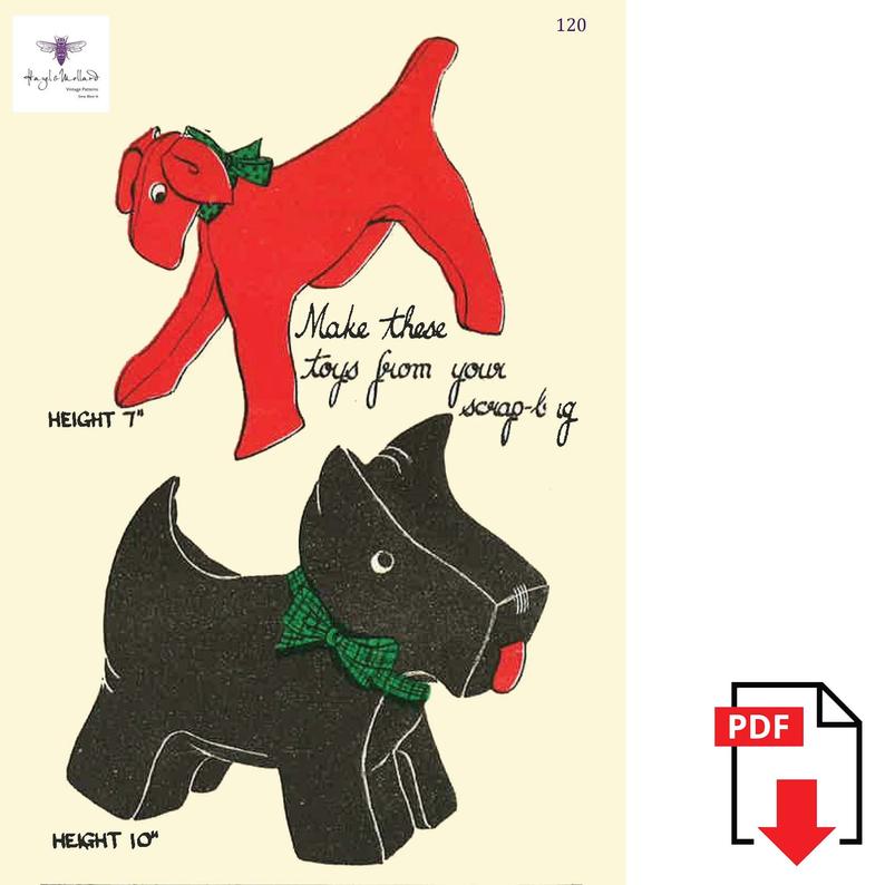 Vintage Reproduction 1940s Sewing Pattern Terrier & Scottie image 0