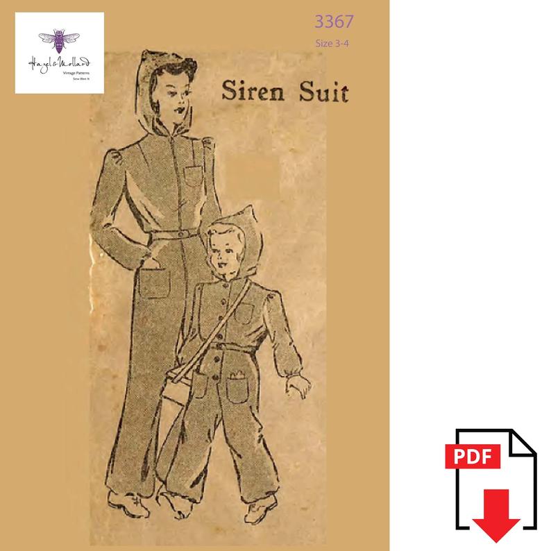 Vintage 1940's Sewing Pattern:  Child's Siren Suit image 0