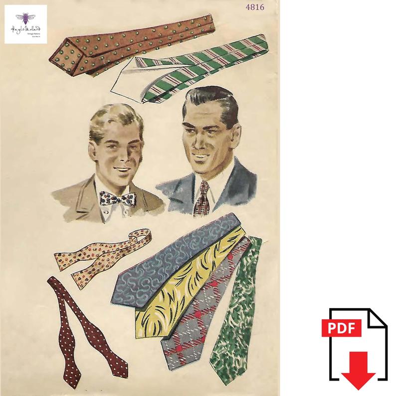 Vintage 1940's Sewing Pattern Debonair Men's Ties image 0