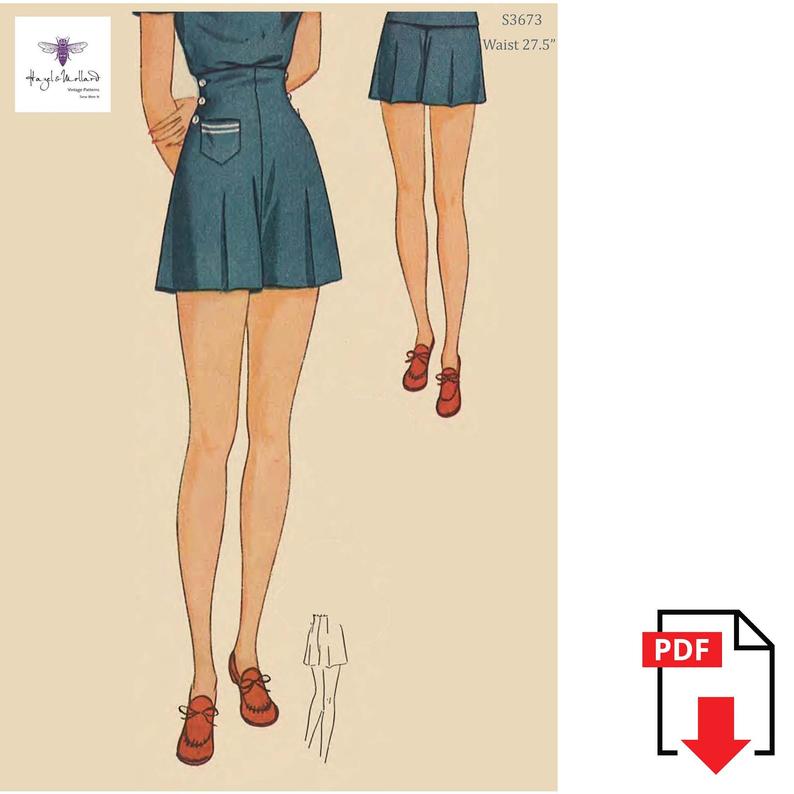1940's Vintage Sewing Pattern High Waist Sailor Shorts image 0