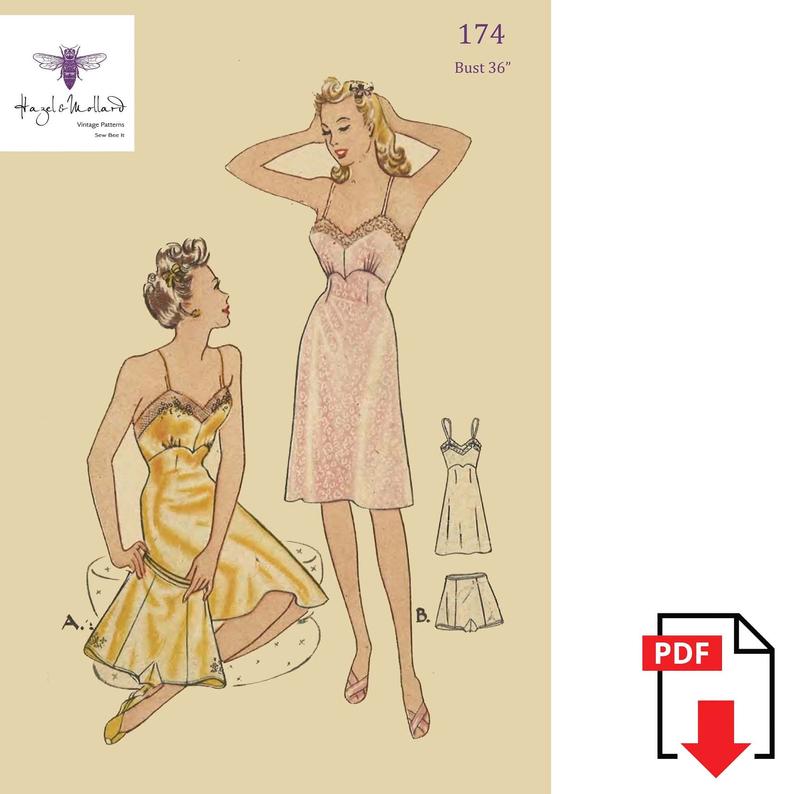 Vintage 1940's Sewing Pattern: Pretty Slip & Knickers image 0