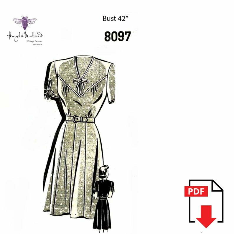 Vintage 1940's Sewing Pattern: Yoked Tea Dress Bust image 0