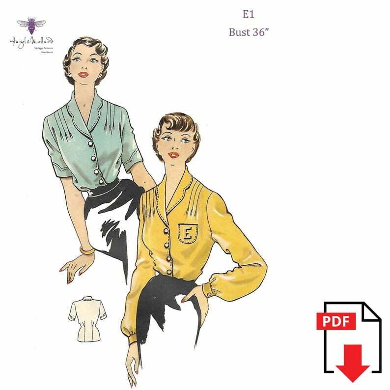 Vintage 1950's Sewing Pattern Pretty Blouse Top Bust image 0