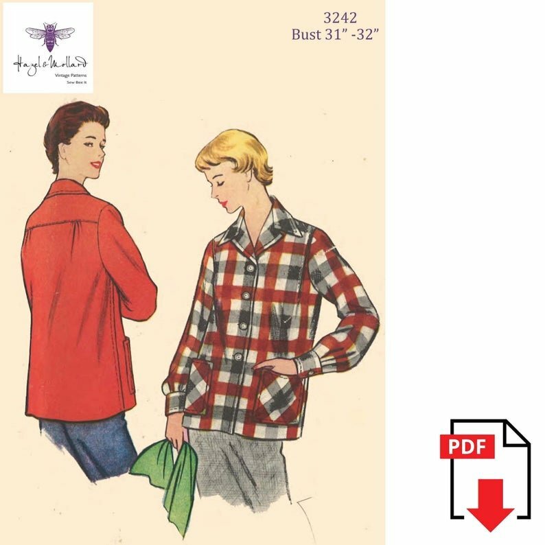 Vintage 1950's Sewing Pattern: Women's Boxed Shirt image 0