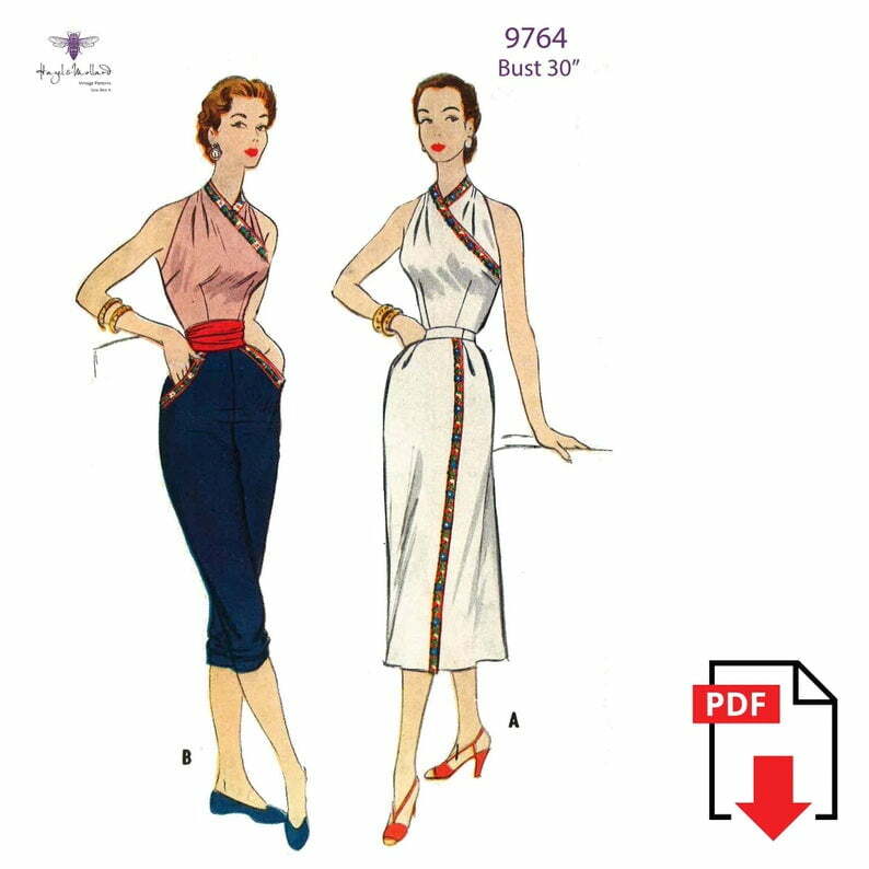 Vintage 1950's Sewing Pattern: Halter Top Wrap Skirt & image 0