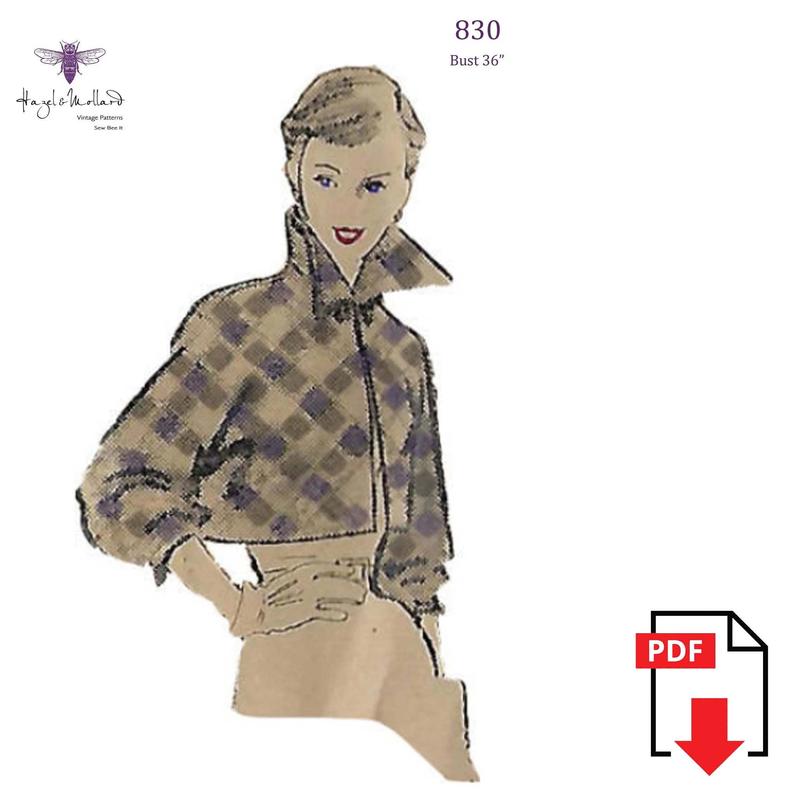 Vintage 1950's Sewing Pattern: Women's High Collar image 0