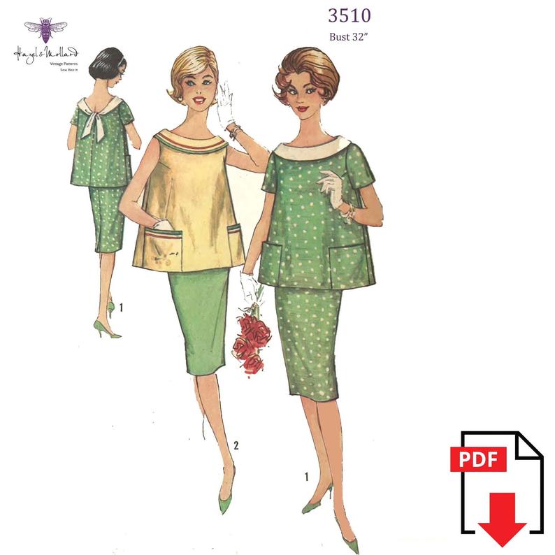 Vintage 1960's Sewing Pattern: Two-Piece Top & Skirt image 0
