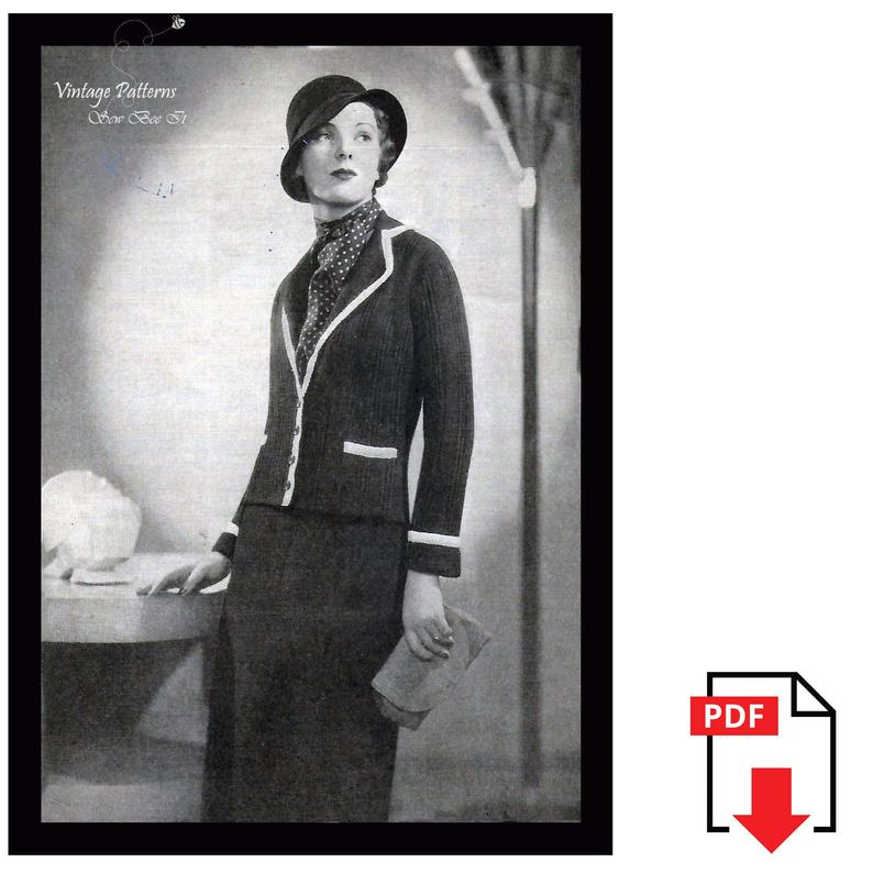 1930's Vintage Knitting Pattern: Lady's Very Stylish image 0