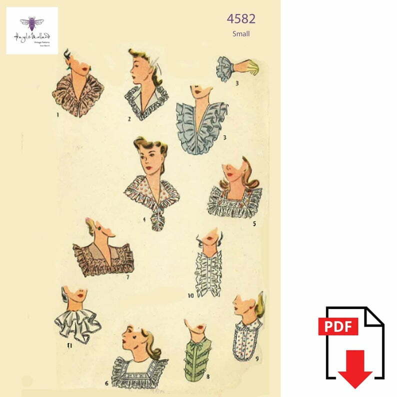 Vintage 1940's Sewing Pattern: Collar Set Accessories Size image 0