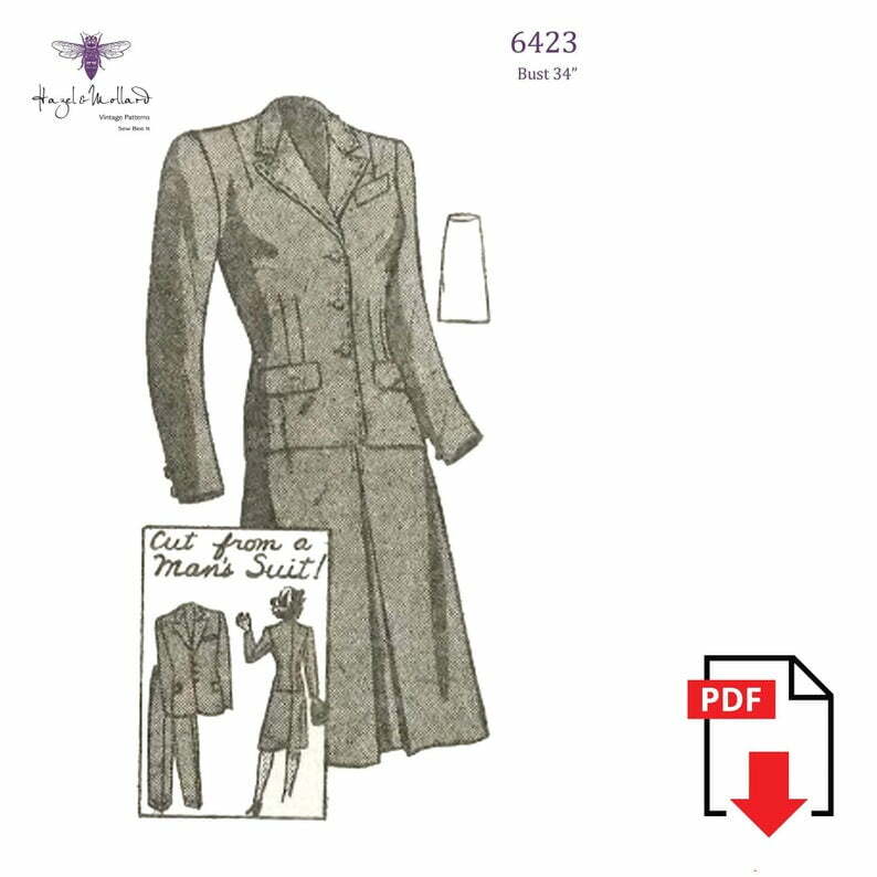 Vintage 1940's Sewing Pattern: Women's Suit cut from a image 0