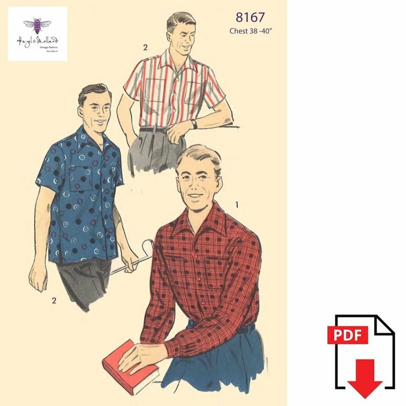 Vintage 1950's Sewing Pattern Men's Sports Shirt image 0
