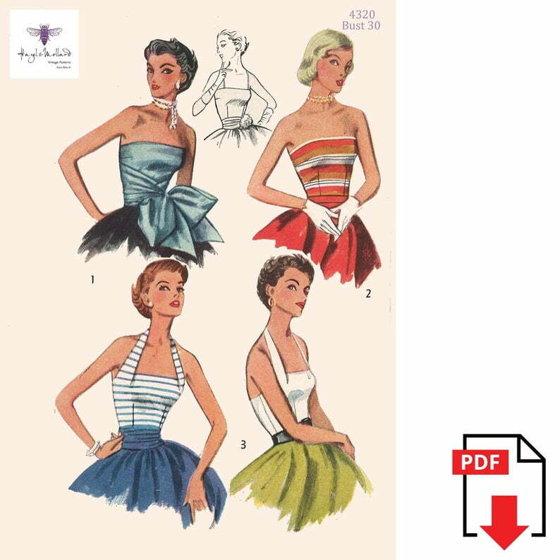 Vintage 1950's Sewing Pattern Pin-Up Glamorous Halter Neck image 0