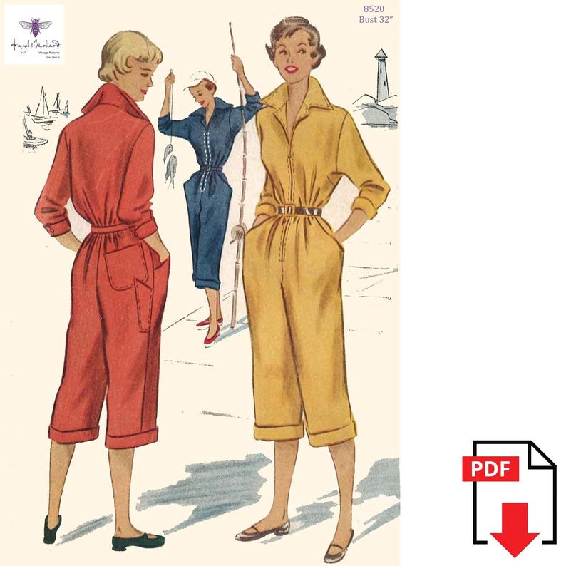 Vintage 1950's Sewing Pattern Pedal Pushers Slacks image 0