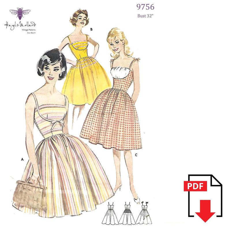 Vintage 1960s Sewing Pattern Gathered Bodice Dirndl Pinup image 0